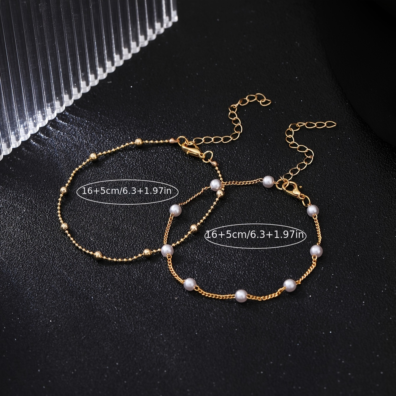 Copper Bead Chain Bracelet Set Women Bead Number Random